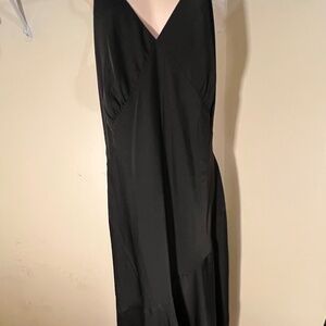 Banana Republic Black Slip Dress Bias Cut Asymmetrical Flounce Hem Size 20